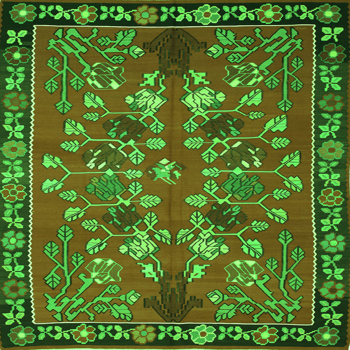Serging Thickness of Animal Green Traditional Rug, tr125grn