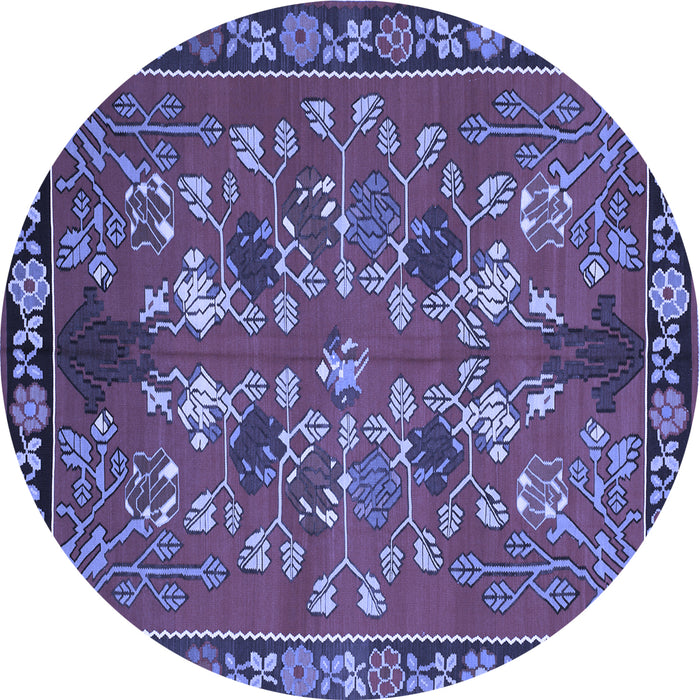Round Machine Washable Animal Blue Traditional Rug, wshtr125blu