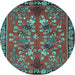 Round Animal Light Blue Traditional Rug, tr125lblu