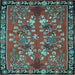 Square Machine Washable Animal Light Blue Traditional Rug, wshtr125lblu