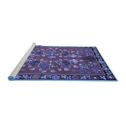 Sideview of Machine Washable Animal Blue Traditional Rug, wshtr125blu