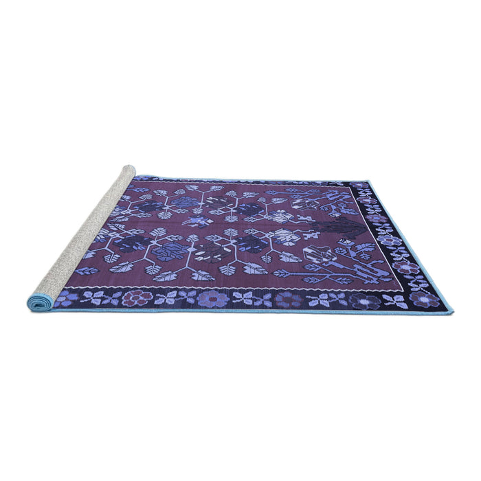 Sideview of Machine Washable Animal Blue Traditional Rug, wshtr125blu