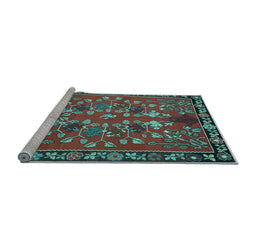 Sideview of Machine Washable Animal Light Blue Traditional Rug, wshtr125lblu