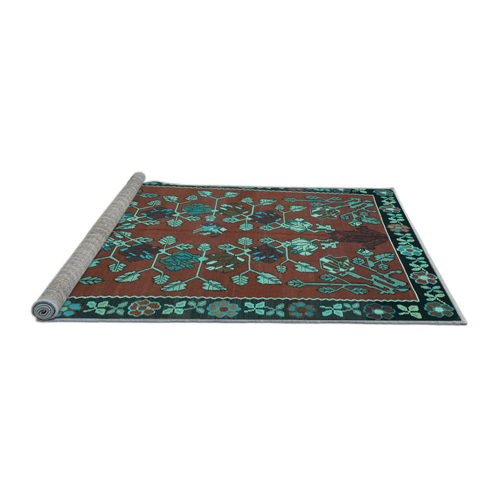 Sideview of Machine Washable Animal Light Blue Traditional Rug, wshtr125lblu