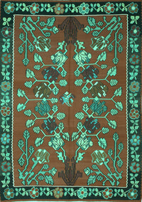 Animal Turquoise Traditional Rug, tr125turq