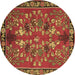 Round Animal Brown Traditional Rug, tr125brn