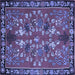 Square Machine Washable Animal Blue Traditional Rug, wshtr125blu