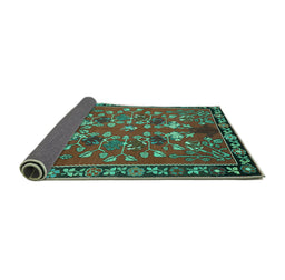 Sideview of Animal Turquoise Traditional Rug, tr125turq
