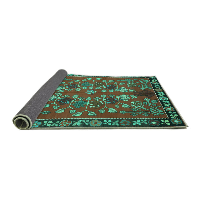 Sideview of Animal Turquoise Traditional Rug, tr125turq