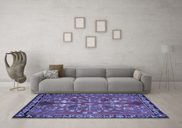 Machine Washable Animal Blue Traditional Rug in a Living Room, wshtr125blu