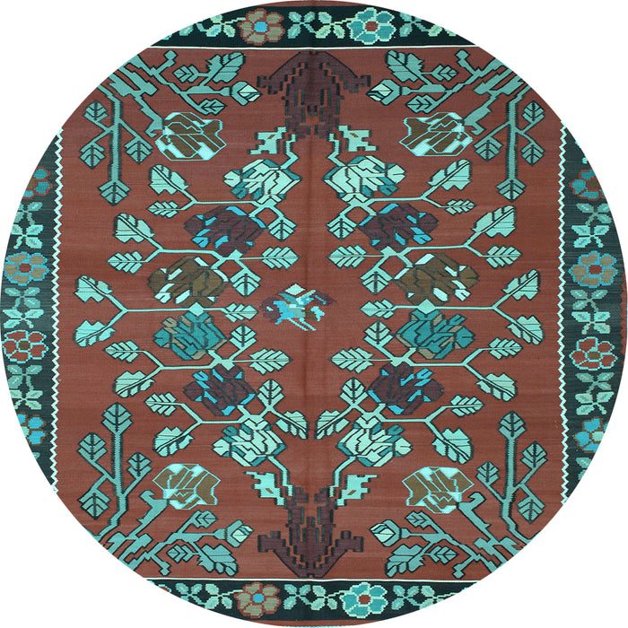 Round Machine Washable Animal Light Blue Traditional Rug, wshtr125lblu