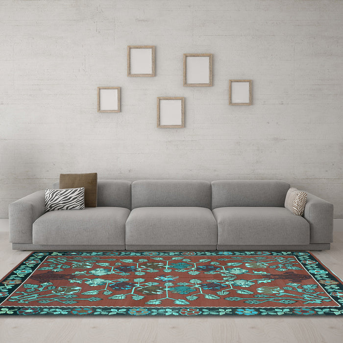 Machine Washable Animal Light Blue Traditional Rug in a Living Room, wshtr125lblu