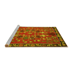 Sideview of Machine Washable Animal Yellow Traditional Rug, wshtr125yw