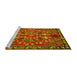Sideview of Machine Washable Animal Yellow Traditional Rug, wshtr125yw