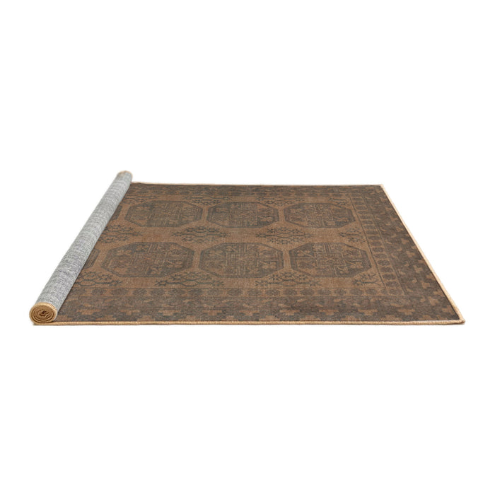 Sideview of Machine Washable Traditional Brown Rug, wshtr1260