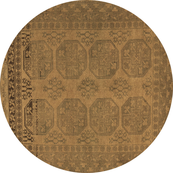 Round Persian Brown Traditional Rug, tr1260brn