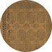 Round Persian Brown Traditional Rug, tr1260brn