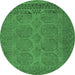 Round Persian Emerald Green Traditional Rug, tr1260emgrn