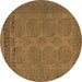 Round Machine Washable Persian Brown Traditional Rug, wshtr1260brn