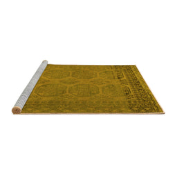 Sideview of Machine Washable Persian Yellow Traditional Rug, wshtr1260yw