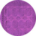 Round Machine Washable Persian Purple Traditional Area Rugs, wshtr1260pur