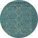 Round Persian Light Blue Traditional Rug, tr1260lblu