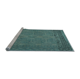 Sideview of Machine Washable Persian Light Blue Traditional Rug, wshtr1260lblu