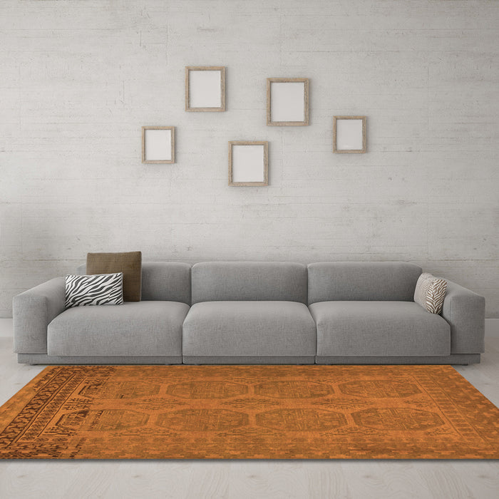 Machine Washable Persian Orange Traditional Area Rugs in a Living Room, wshtr1260org