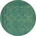 Round Machine Washable Persian Turquoise Traditional Area Rugs, wshtr1260turq