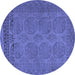 Round Machine Washable Persian Blue Traditional Rug, wshtr1260blu