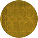 Round Persian Yellow Traditional Rug, tr1260yw