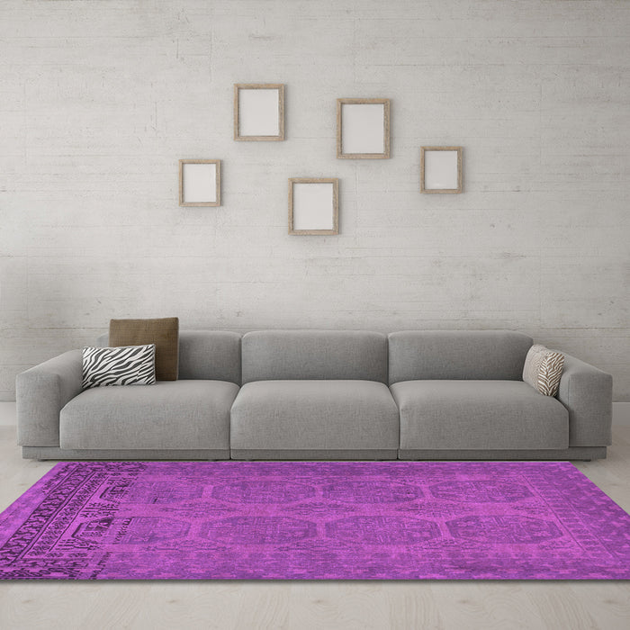 Machine Washable Persian Purple Traditional Area Rugs in a Living Room, wshtr1260pur