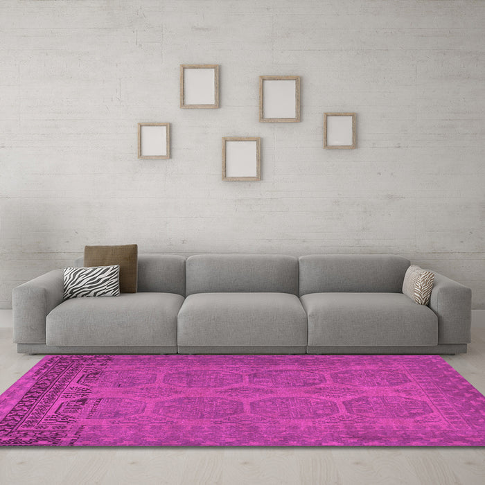 Machine Washable Persian Pink Traditional Rug in a Living Room, wshtr1260pnk