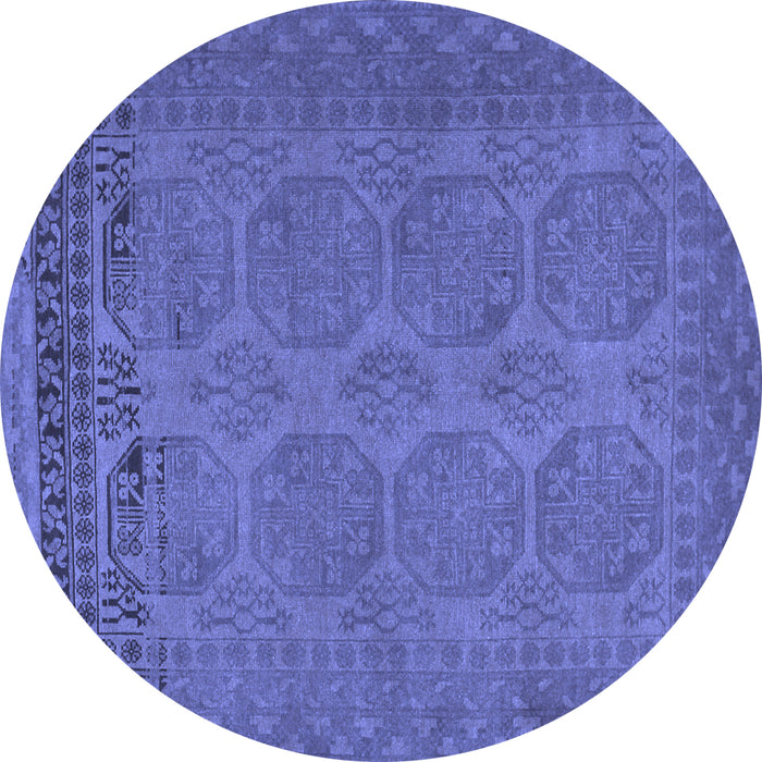 Round Persian Blue Traditional Rug, tr1260blu