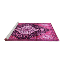 Sideview of Machine Washable Persian Pink Traditional Rug, wshtr1261pnk