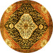 Round Persian Yellow Traditional Rug, tr1261yw