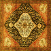 Square Machine Washable Persian Yellow Traditional Rug, wshtr1261yw