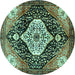 Round Persian Turquoise Traditional Rug, tr1261turq