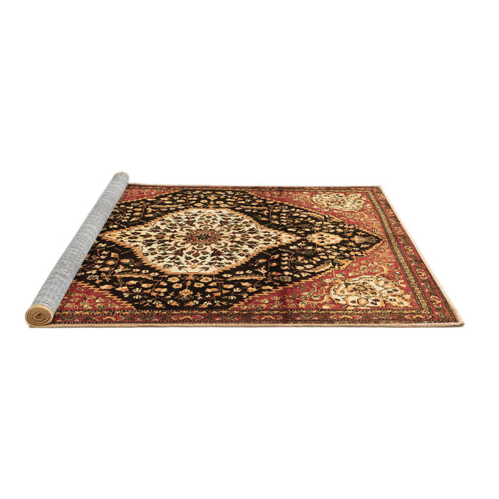 Sideview of Machine Washable Persian Brown Traditional Rug, wshtr1261brn
