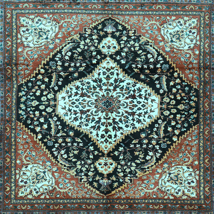 Square Machine Washable Persian Light Blue Traditional Rug, wshtr1261lblu