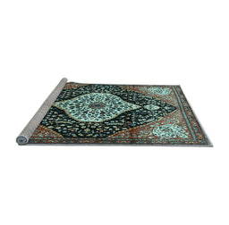 Sideview of Machine Washable Persian Light Blue Traditional Rug, wshtr1261lblu