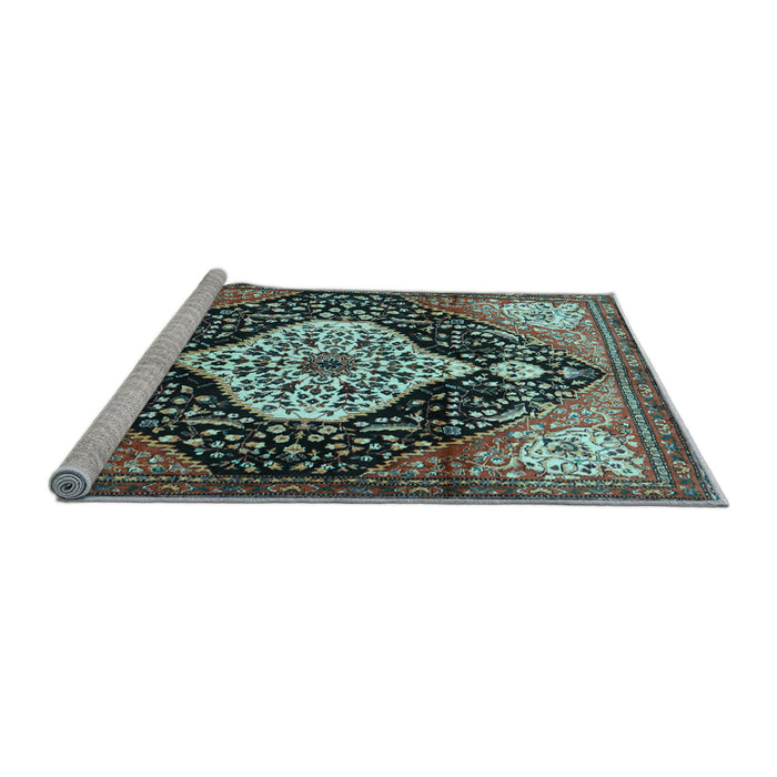 Sideview of Machine Washable Persian Light Blue Traditional Rug, wshtr1261lblu
