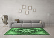 Machine Washable Persian Emerald Green Traditional Area Rugs in a Living Room,, wshtr1261emgrn