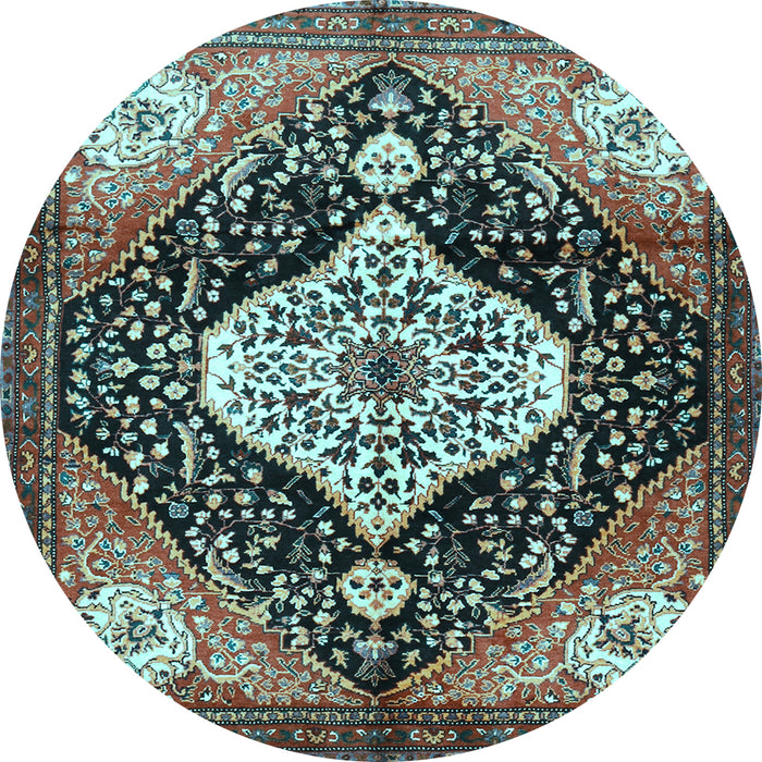 Round Persian Light Blue Traditional Rug, tr1261lblu
