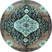 Round Persian Light Blue Traditional Rug, tr1261lblu