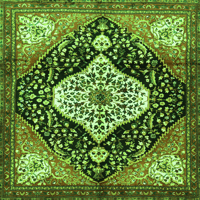 Round Machine Washable Persian Green Traditional Area Rugs, wshtr1261grn