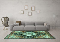 Machine Washable Persian Turquoise Traditional Rug, wshtr1261turq