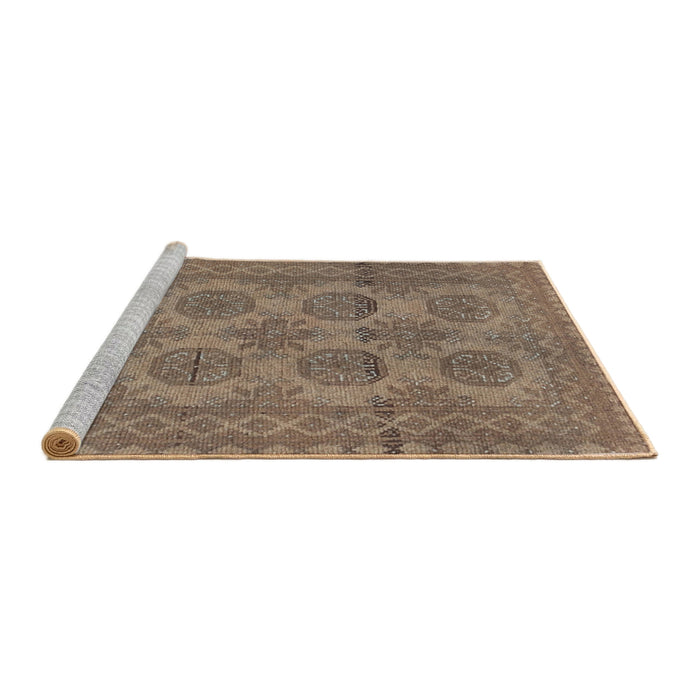 Sideview of Machine Washable Traditional Brown Rug, wshtr1262