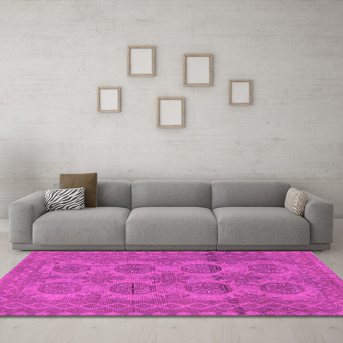 Machine Washable Persian Pink Traditional Rug in a Living Room, wshtr1262pnk