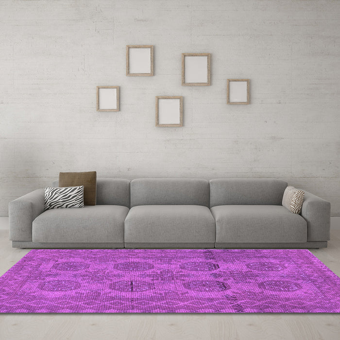Machine Washable Persian Purple Traditional Area Rugs in a Living Room, wshtr1262pur